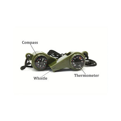 3 in 1 Emergency Survival Whistle Compass Thermometer Referee Cheerleading Whistle Camping Hiking Outdoor Multifunction Whistle by Smarsty