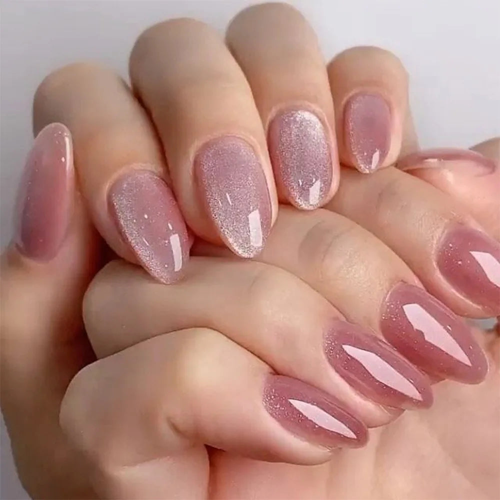 24 Pcs Metallic Cat Eye French Press On Nails - Smarsty