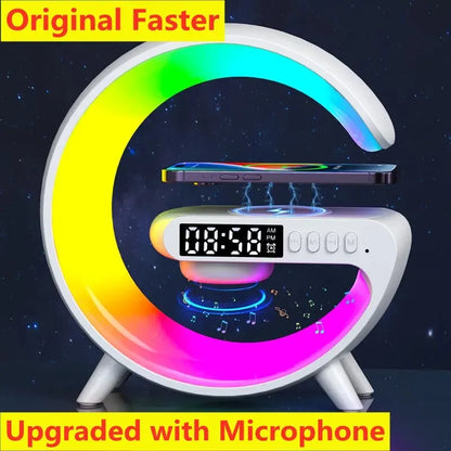 Wireless Charger Pad Stand With RGB Night Light Alarm Clock - Smarsty