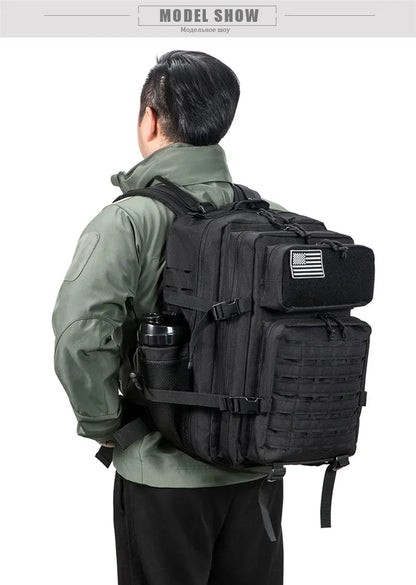 25L/45L Tactical Backpack for Men and Women Outdoor Survival Bug Out Bag Small School Rucksack Hking with Bottle Holder