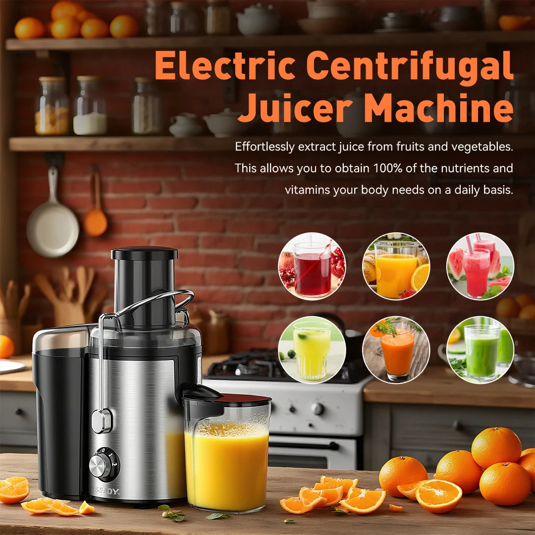 Sejoy Compact Fruits Juicer,Juice Extractor Machine Multiple Safety Features Operation Centrifugal Extractor Speed Adjustable