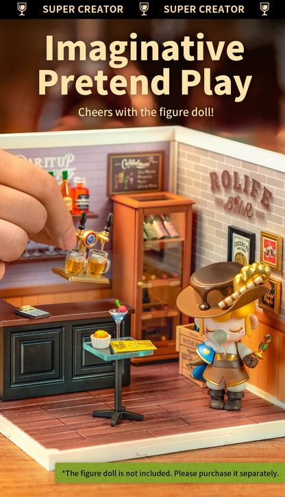 Robotime Rolife Super Creator Series Plastic Dollhouse Building Blocks for Kids Yum Burgers Leisurely Cheers Bar Sweet Sips Tea