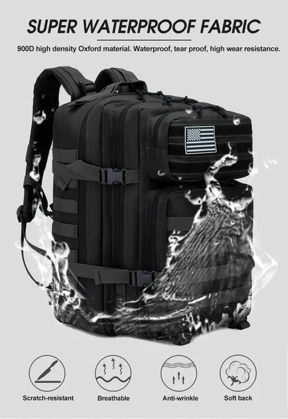 50L Tactical Backpack Men's Travel Large Capacity Rucksacks Men Waterproof Outdoor Sports Multi-functional Bags - Smarsty
