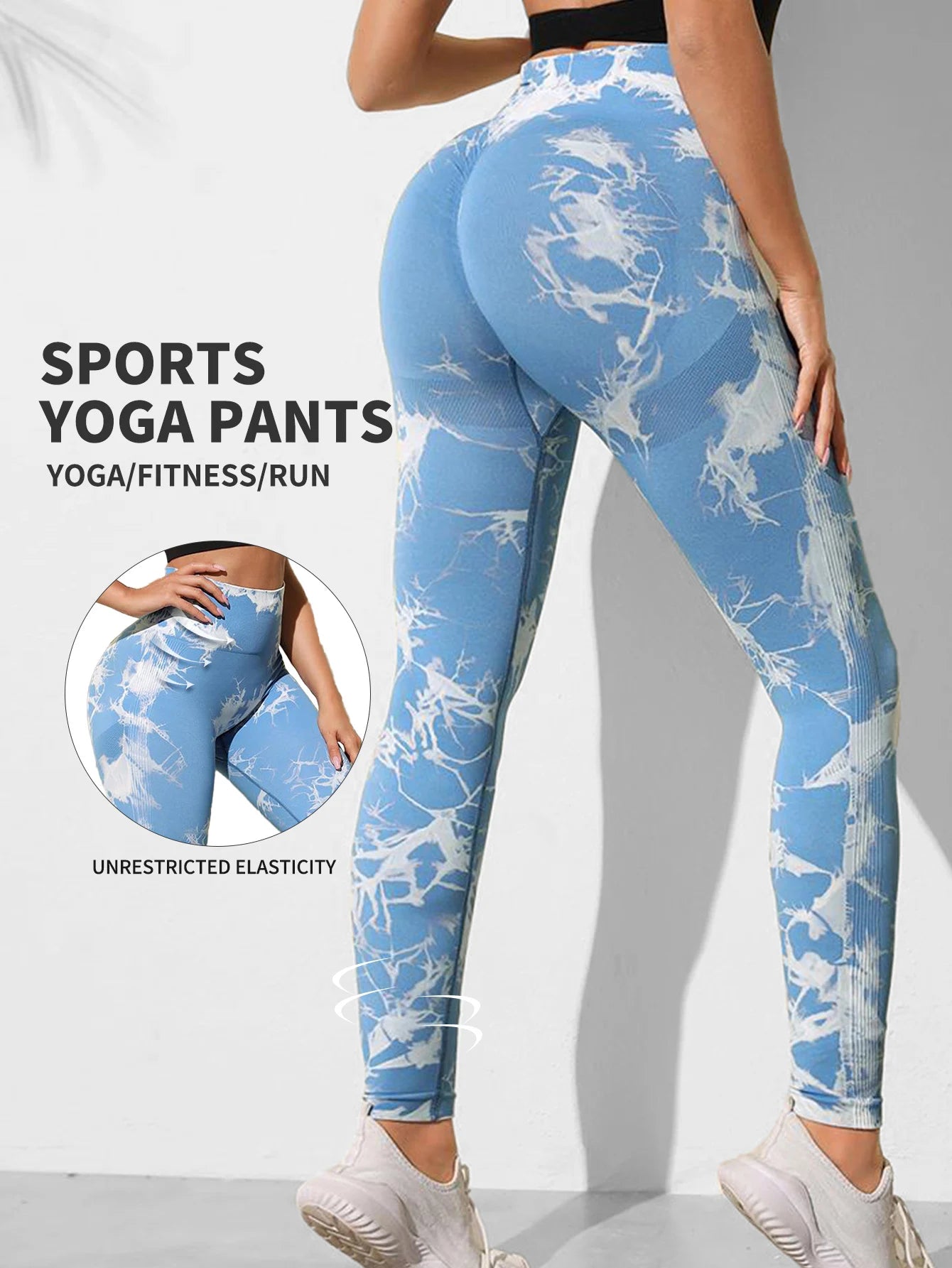 Tie Dye Yoga Pants Sport Leggings Women Seamless High Waist Push Up Woman Tights Fitness Workout Leggins Gym Clothing 2024 New - Smarsty