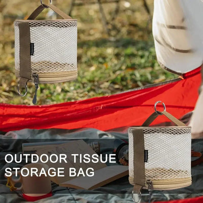 Outdoor camping tissue case roll paper storage bag with hook portable tissue holder tent hanging napkin holder camping supplies by Smarsty