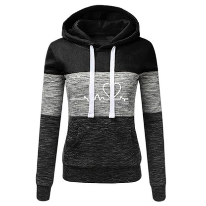 Autumn Winter Warm Women's Fleece Long Sleeve Hoodie Fashion Slim Fit Sweatshirt Ladies Casual Color Matching Outdoors Pullover