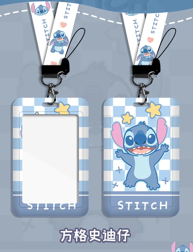 Disney stitch ID Badge Card Holder Lanyard Lovely Girls Door Card Case Neck Strap Boy Credit Card Holder Credentials Accessories - Smarsty