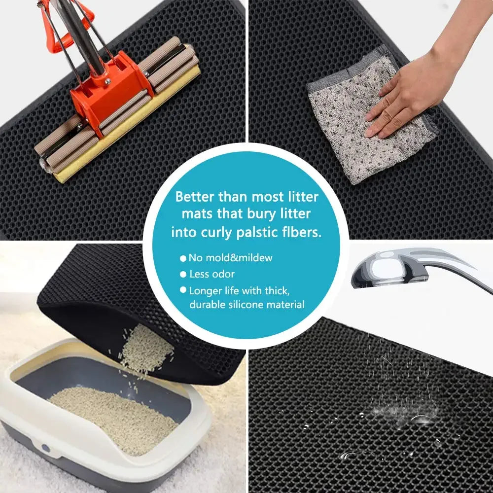 Double Layer Waterproof Cat Litter Mat for Easy Cleanup - Smarsty