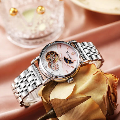 Luxury Women's Automatic Mechanical Watch with Moon Phase - Smarsty