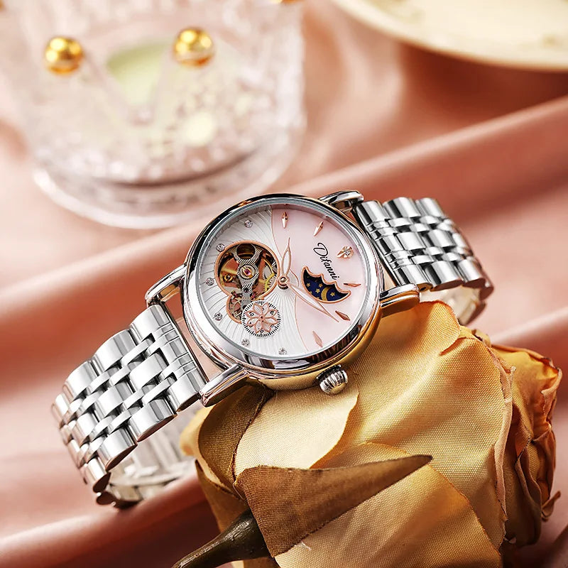 Luxury Women's Automatic Mechanical Watch with Moon Phase - Smarsty