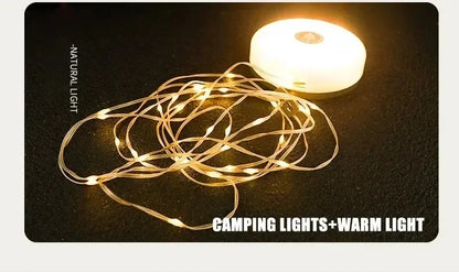 Camping String Lights,33Ft Light with Lanterns (2 in 1 Design),Camping Lights 2000mAh,IPX6 Waterproof,Rechargeable Flashlights by Smarsty