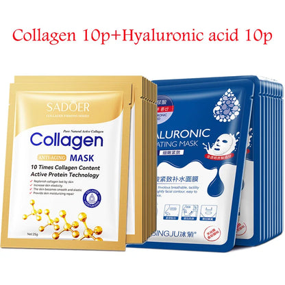 20 Piece Hyaluronic Acid Collagen Face Masks for Hydration - Smarsty