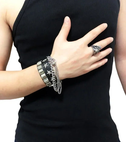 Punk Hip Hop Leather Skull Bracelet for Unisex Fashion - Smarsty