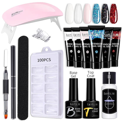 LILYCUTE Nail Gel Set with 6W LED Lamp for Quick Manicure - Smarsty