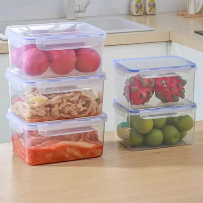 Kitchen Refrigerator Sealed Rectangular Refrigerator Storage Box with Lid Plastic Crisper Microwave-heated Lunch Box Storage Box by Smarsty