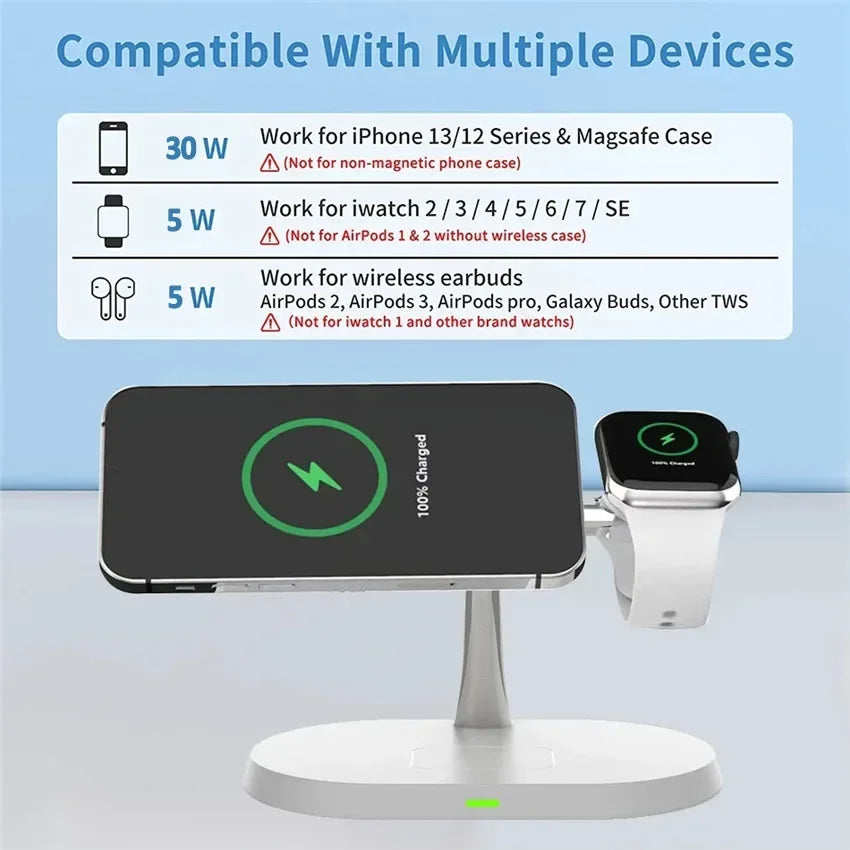 Magnetic Wireless Charger Stand 3 in 1 for iPhone Pro - Smarsty