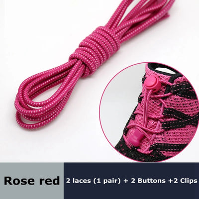 Round Elastic Shoelaces Suitable For Various Shoe Accessories No Tie Shoelace Fixed Stretching Locking Lazy laces 1 Pair - Smarsty