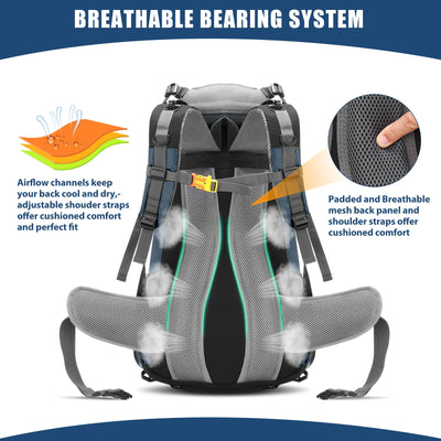 50L Waterproof Outdoor Sport Hiking Camping Travel Backpack Pack Mountaineering Climbing Trekking Bag Knapsack with Rain Cover by Smarsty