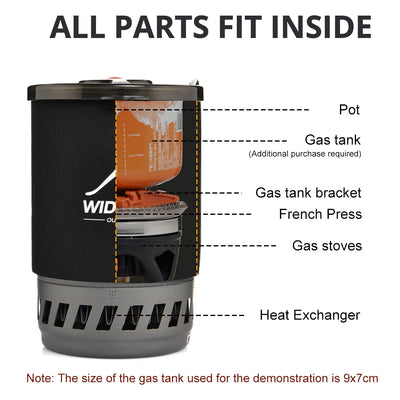 Widesea Camping Cooking System with Heat Exchanger Outdoor Gas Stove Burner Tourist Coffee Pot Cup Cookware Tableware Tourism by Smarsty