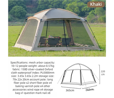 Outdoor Camping Mosquito Nets Tents 6-15 Person Rainproof Silver Glue Sunscreen Beach Picnic Sunshade Canopy Camping Equipment by Smarsty