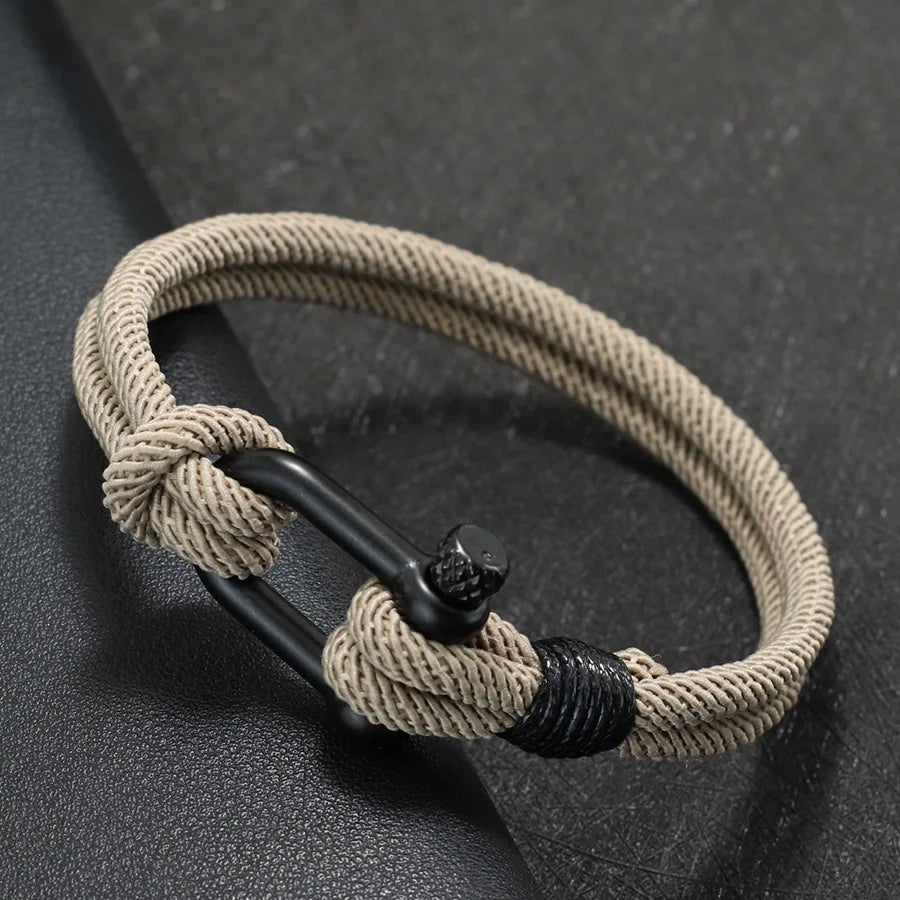Stylish Nautical Wrap Bracelet for Men with Stainless Steel Buckle - Smarsty
