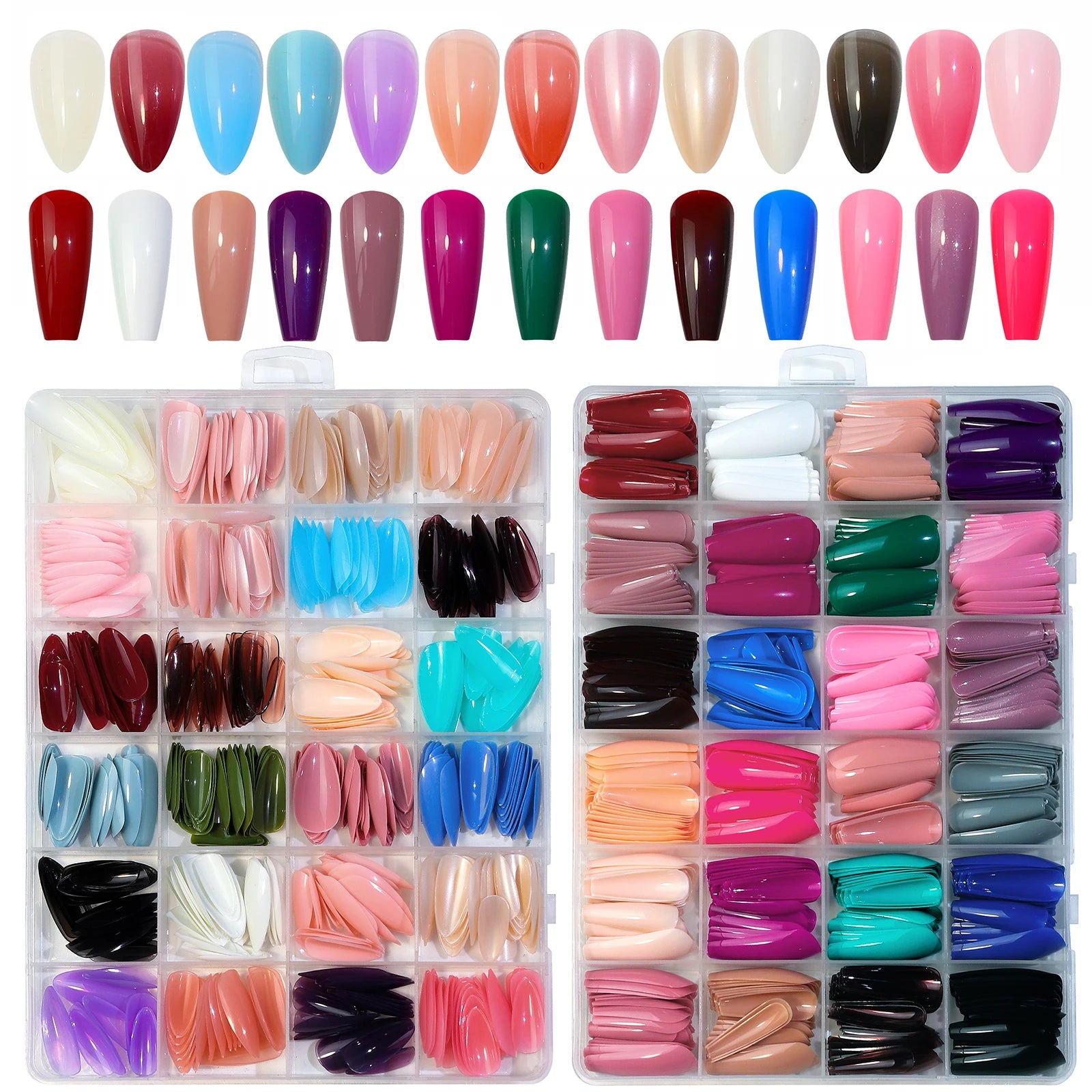 Acrylic Coffin Press On Nails Kit with 576 Pieces - Smarsty