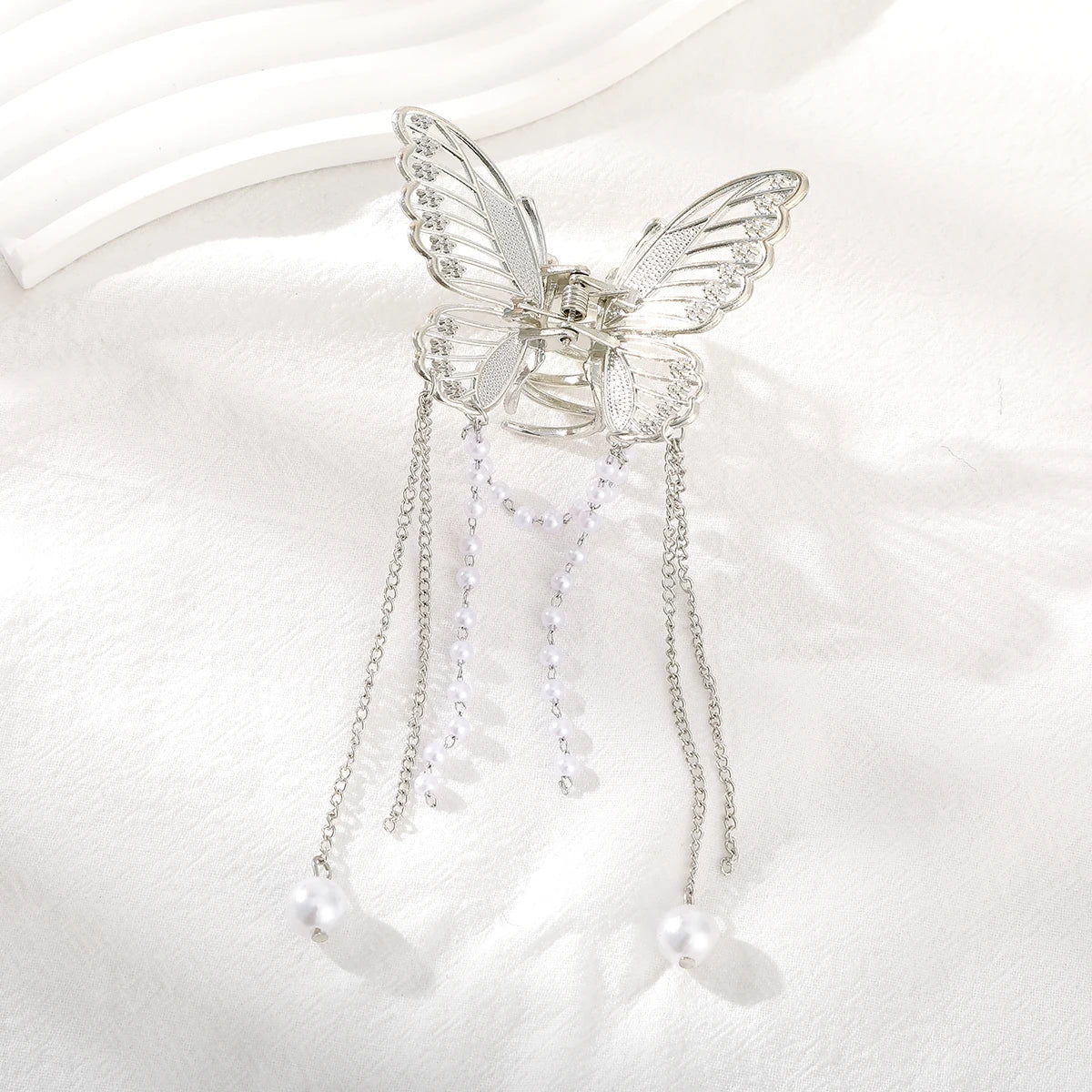 Korean Pearl Butterfly Hair Claw Clip For Women Stylish - Smarsty