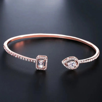 Luxury Gold Cuff Bangles with Cubic Zirconia for Women - Smarsty