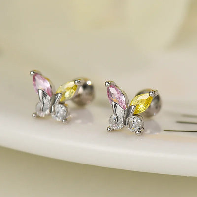 925 Silver Tragus Piercing Helix Studs Butterfly Heart - Smarsty