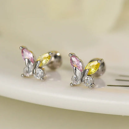 925 Silver Tragus Piercing Helix Studs Butterfly Heart - Smarsty