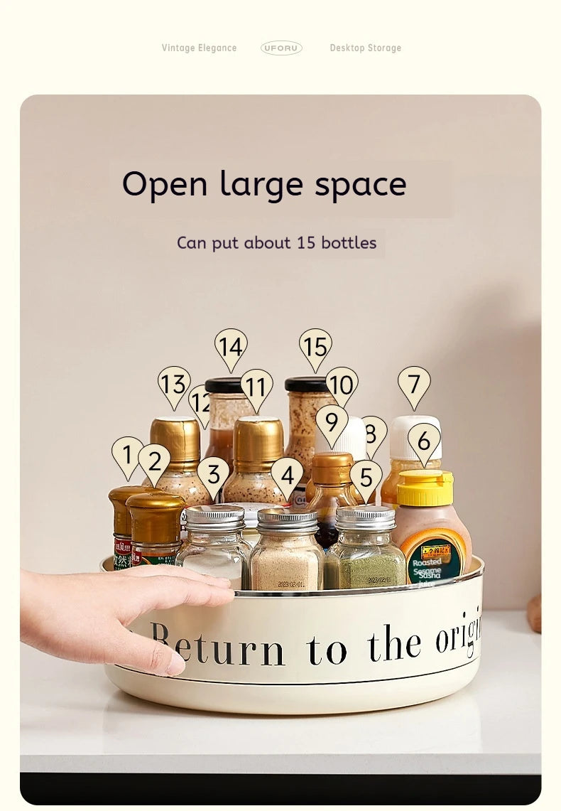 Multifunctional Adjustable Kitchen Rack, Large Capacity Condiment Box Storage , Plastic Material Tabletop Fruit Platter