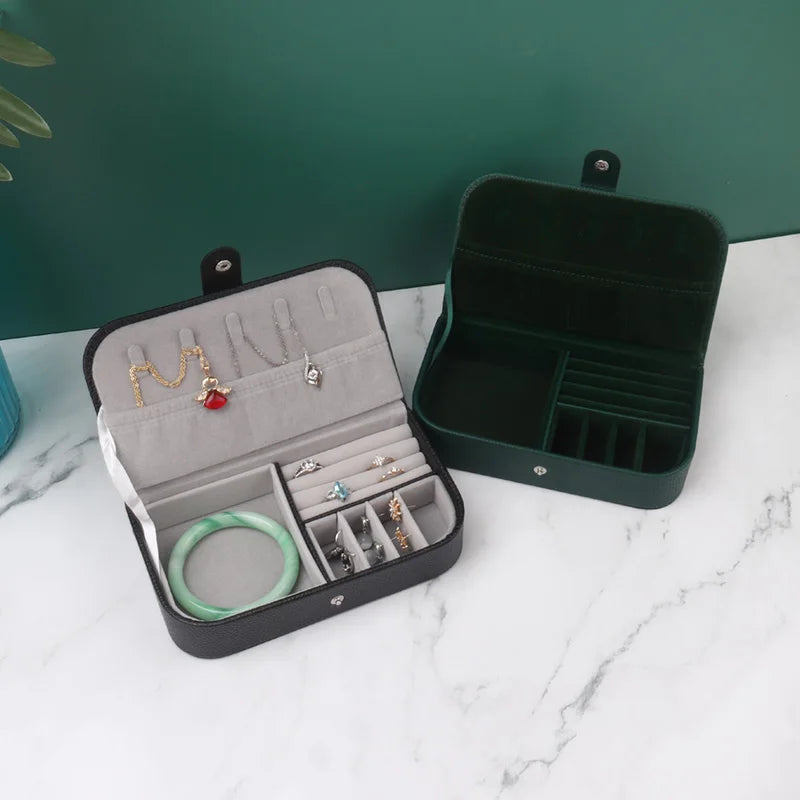 Portable Jewelry Organizer Case for Travel with Leather Storage - Smarsty