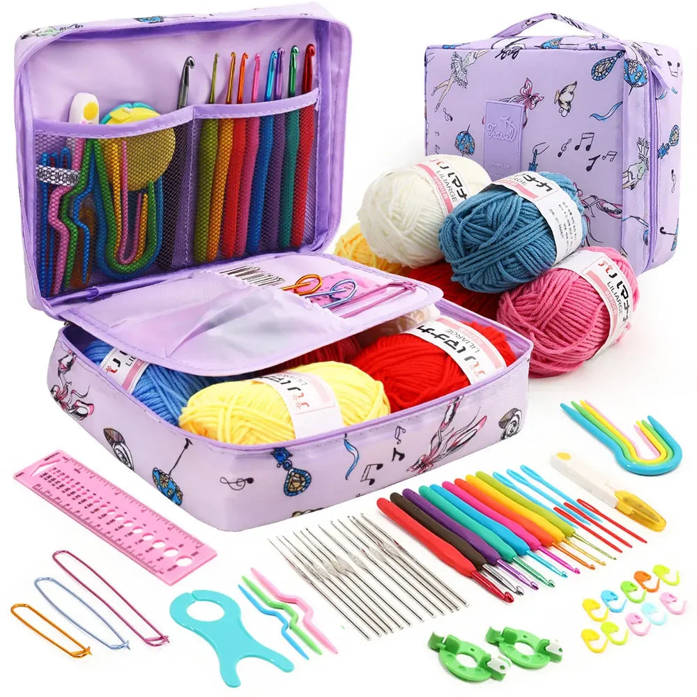 Portable Crochet Knitting Set with 59 Pieces and Storage Bag - Smarsty