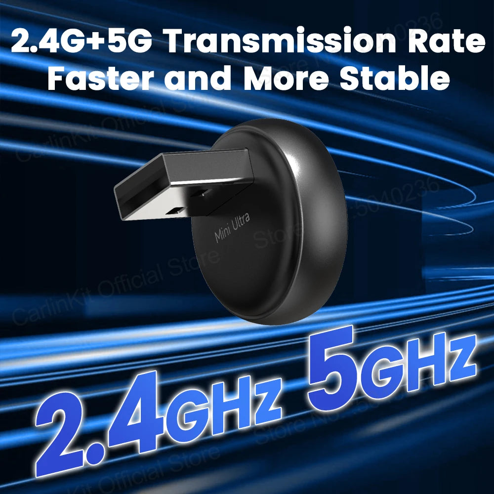 2025 CarlinKit 5.0 Mini Ultra 3 CarPlay Android Auto Wireless Adapter 2.4G&5.8GHz WiFi BLE OTA Upgrade For OEM Car Plug and Play