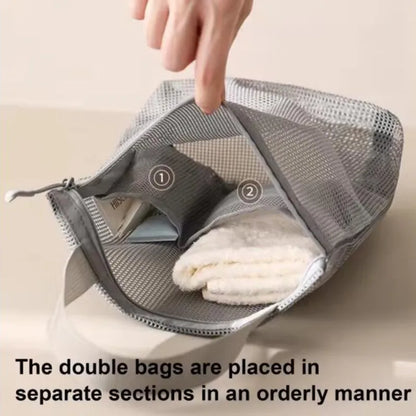 Mesh Makeup Toiletry Storage Bags Handbags Portable Travel Washing Body Shower Tools Organizer Hanging Cosmetic Organizer Pouch - Smarsty