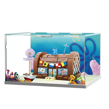 Spongebob building block cartoon Krusty Krab creative restaurant scene model Patrick Star assembly toy children's birthday gift by Smarsty