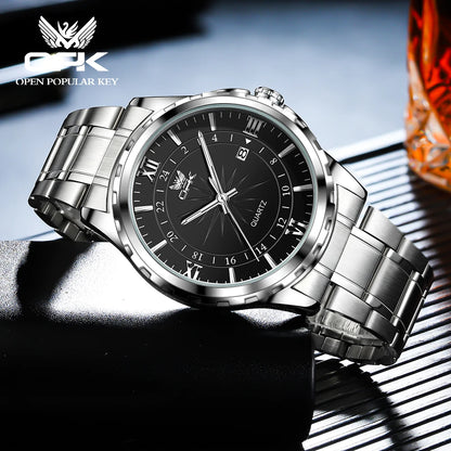 OPK Steel Belt Dual Calendar Men's Quartz Watch - Smarsty