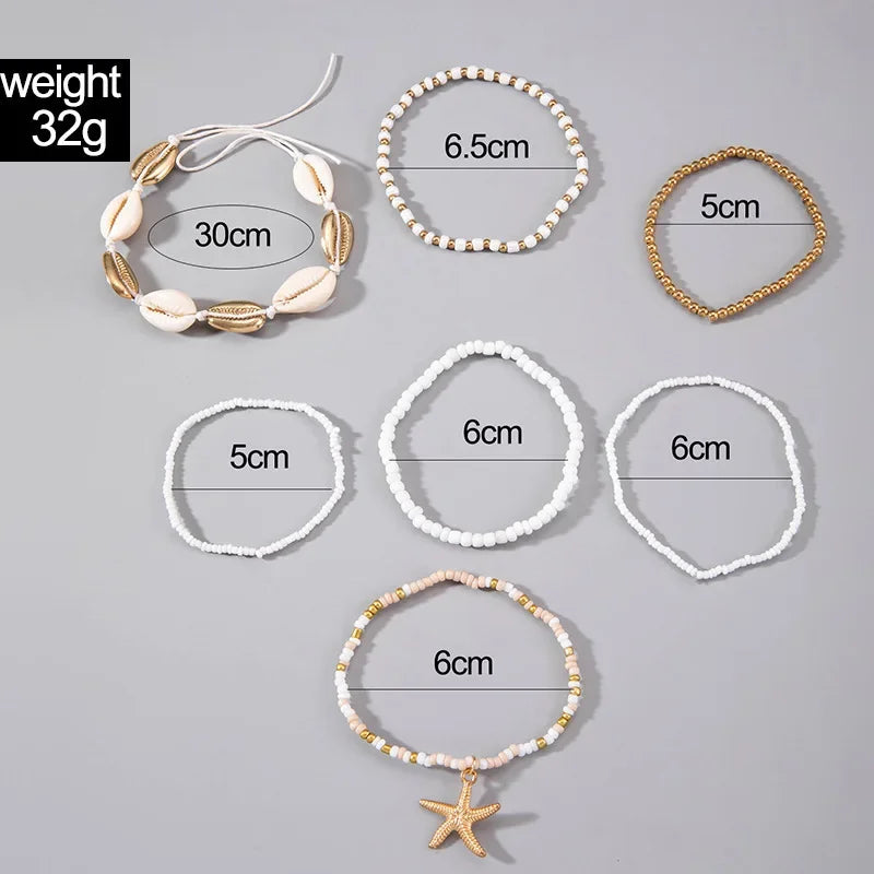 Boho Summer Starfish Bracelet Set for Women - Smarsty