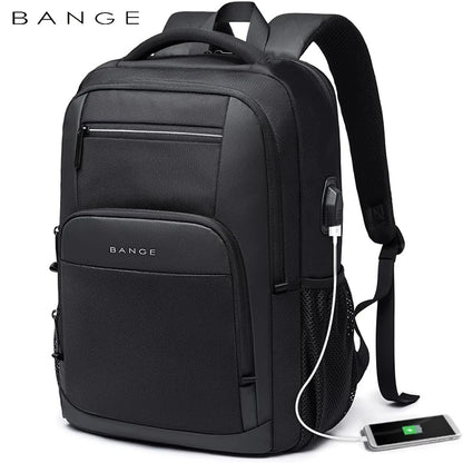 BANGE Travel Waterproof Backpack with USB Charging Port Fit 15.6 Inch Laptop Backpacks for Men and Women, Teenager School Bags - Smarsty