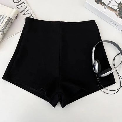 Summer basic solid color versatile shorts for women casual and elegant high-waisted slimming straight shorts - Smarsty