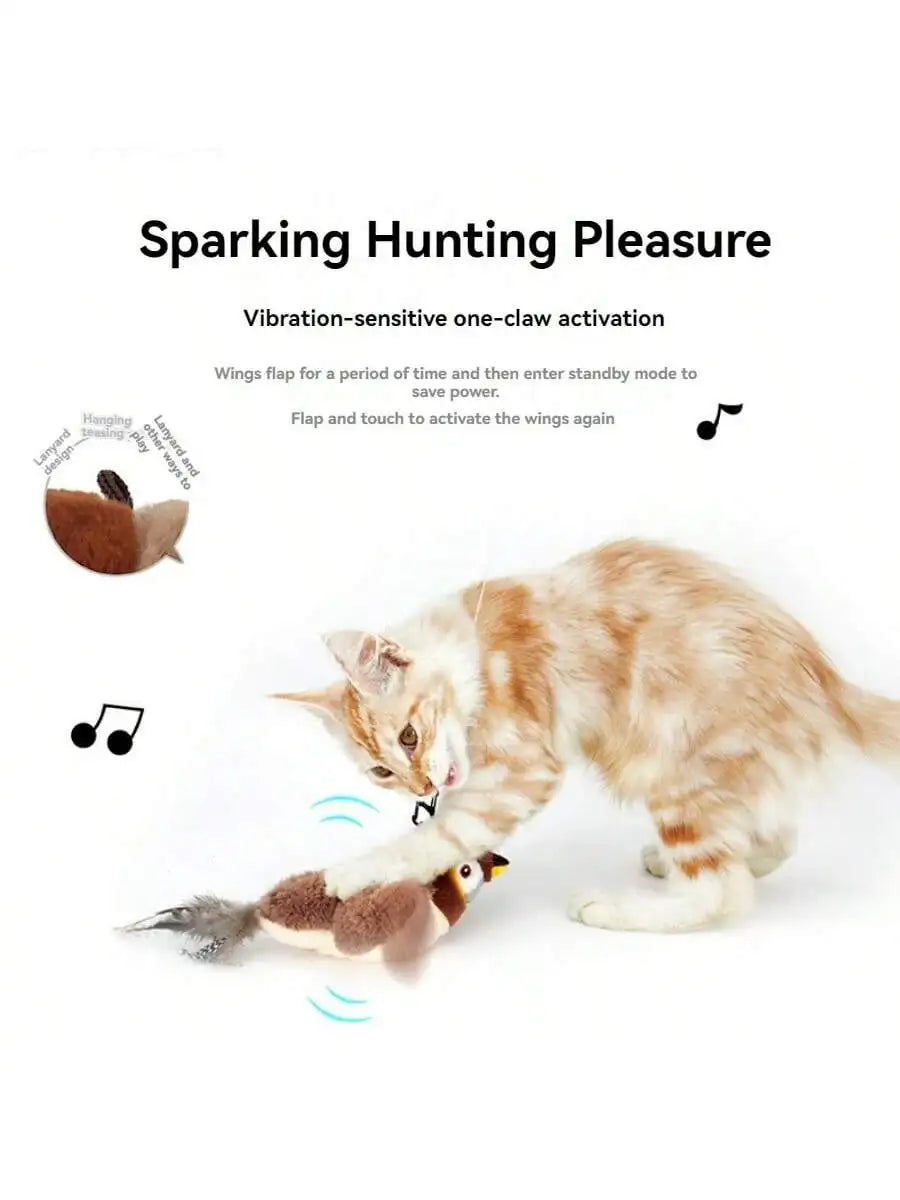 Electric Interactive Cat Toy with Rechargeable Flapping Bird - Smarsty