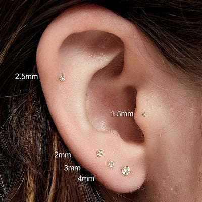 316L Stainless Steel Tiny CZ Cartilage Stud Earrings - Smarsty