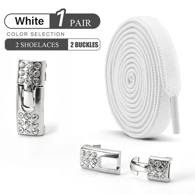 No Tie Shoe Laces Diamond Buckle Elastic Laces Shoelaces Sneaker Kids Adult Shoelace Suitable For Sports Casual Shoes Boots - Smarsty