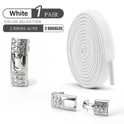 No Tie Shoe Laces Diamond Buckle Elastic Laces Shoelaces Sneaker Kids Adult Shoelace Suitable For Sports Casual Shoes Boots - Smarsty