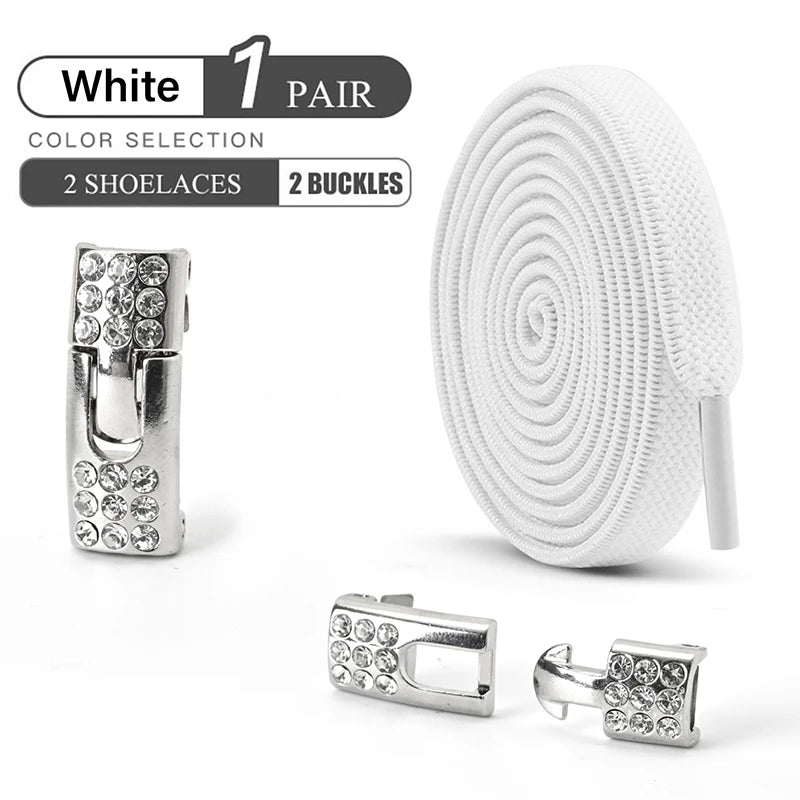 No Tie Shoe Laces Diamond Buckle Elastic Laces Shoelaces Sneaker Kids Adult Shoelace Suitable For Sports Casual Shoes Boots - Smarsty