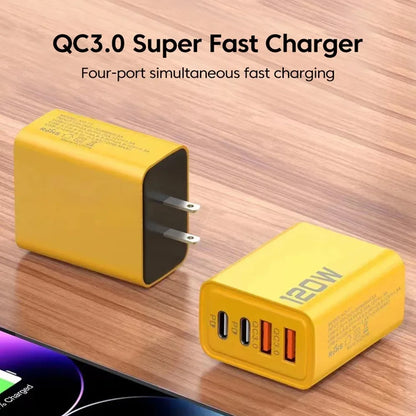 4 Ports USB C PD Charger Quick Charge 3.0 Type C USB Phone Chargers Fast Charging Adapter For iPhone 16 15 Samsung Xiaomi Huawei - Smarsty