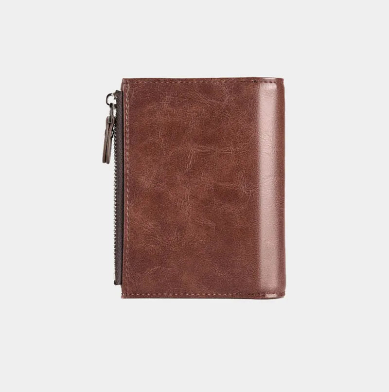 Leather Men's Wallet Luxury Short RFID Card Holder for Men Zipper Coin Purse Portable Male Wallets Billfold - Smarsty
