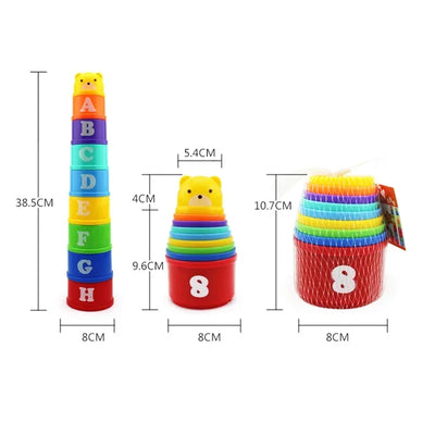 Stacking Game Cup Children Board Game Hand Speed Competition Fold Cup with Numbers Letters Shapes Early Education Puzzle Toy - Smarsty