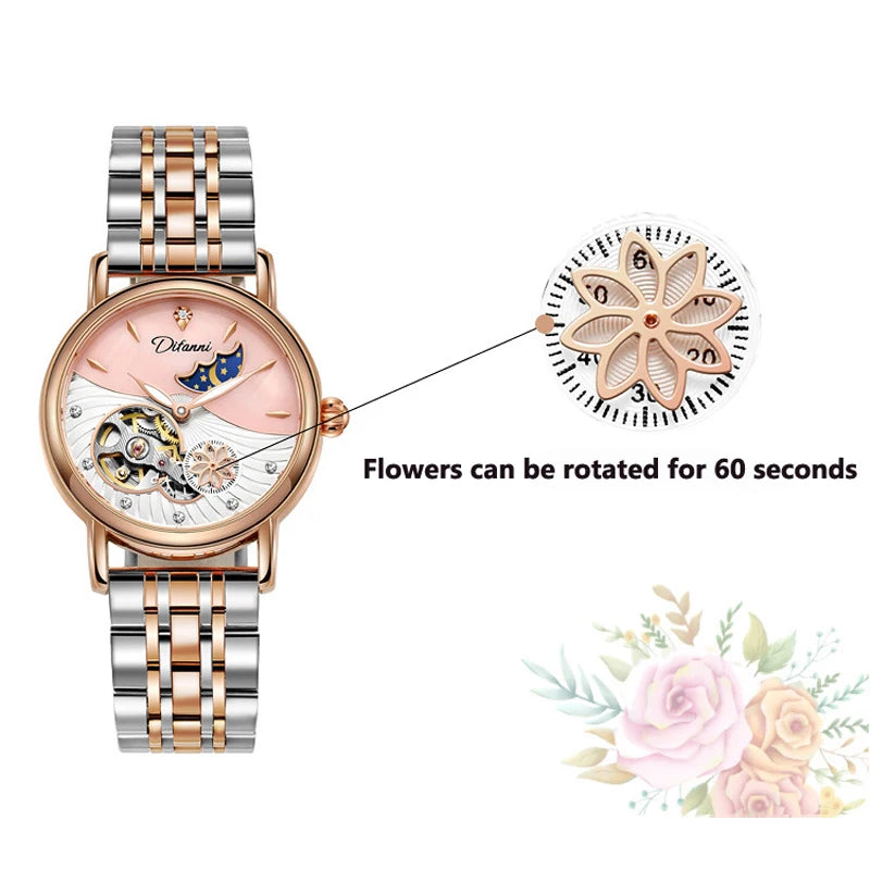 Luxury Automatic Mechanical Watch for Women with Moon Phase - Smarsty