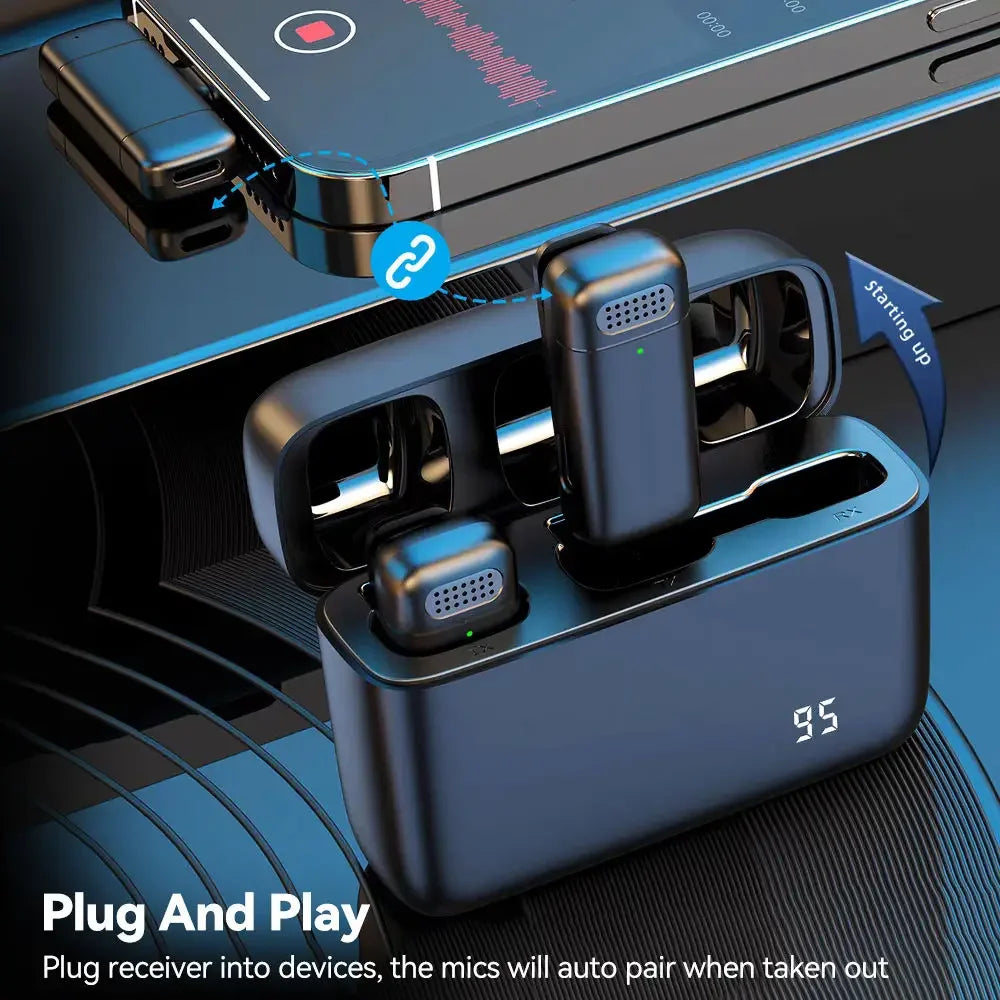 Wireless Lavalier Microphone with Digital Display and Noise Reduction - Smarsty